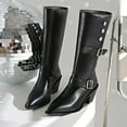 thumbnail image 6 of Women's Riding Boots Pull On Knee High Boots Knee High Boots Pointed Toe Stiletto Side Zip Chic Belt Buckle Boots Winter Boots with Buckles Block Heels, 6 of 7