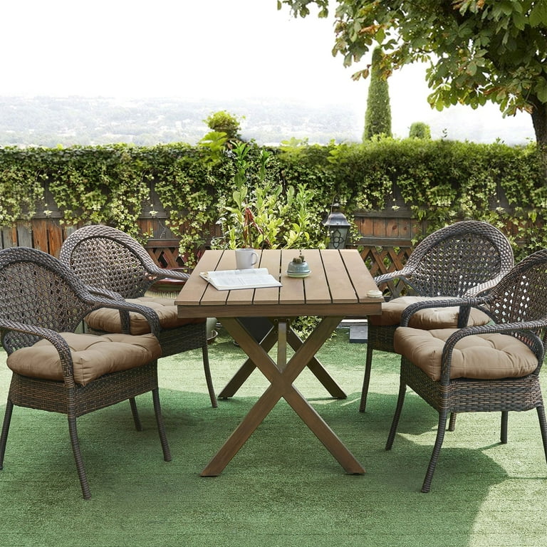 Sweet Home Collection Indoor Outdoor Reversible Patio Seat Cushion Cream Set of 4 U Shape