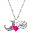 thumbnail image 1 of Delight Jewelry Silvertone Large Swirl Man in Moon - Hot Pink Heart Nurse Strong Zoe Necklace, 1 of 4