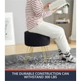thumbnail image 3 of Ornavo Home Modern Round Velvet Storage Ottoman Foot Rest Stool/Seat with Gold Metal Legs & Tray Top Coffee Table - Black, 3 of 5