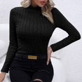 thumbnail image 4 of LNGOOR Women‘s Long Sleeve T Shirts Mock Turtleneck Stretchy Slim Tight Tops Knit Ribbed Basic Tee Base Layer, 4 of 7