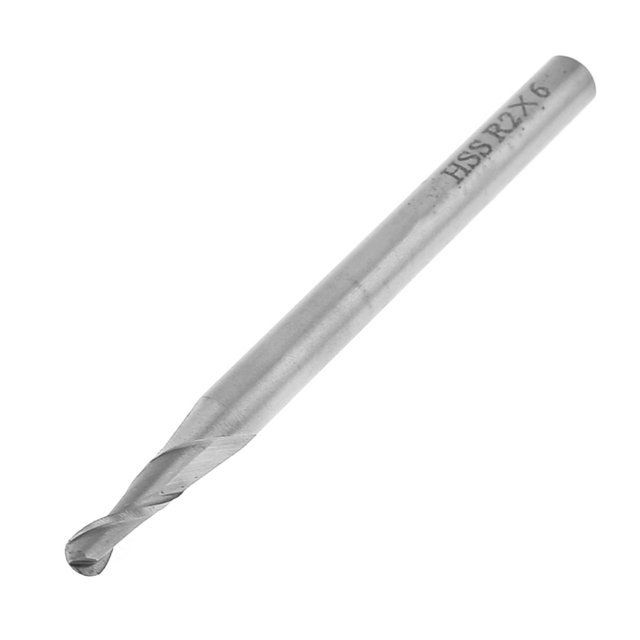 Unique Bargains Silver Tone HSS Helical Groove 2 Flute 4mm Cutting Dia Ball Nose End Mill