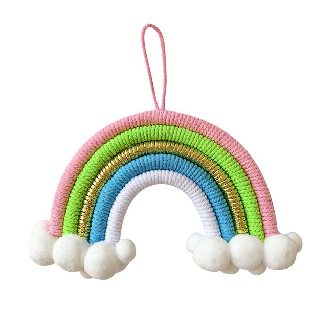 Colgante de decoración de habitación para niños, colgante de decoración de pared de arco iris de nubes tejidas Wmkox8yii fhajkh1040