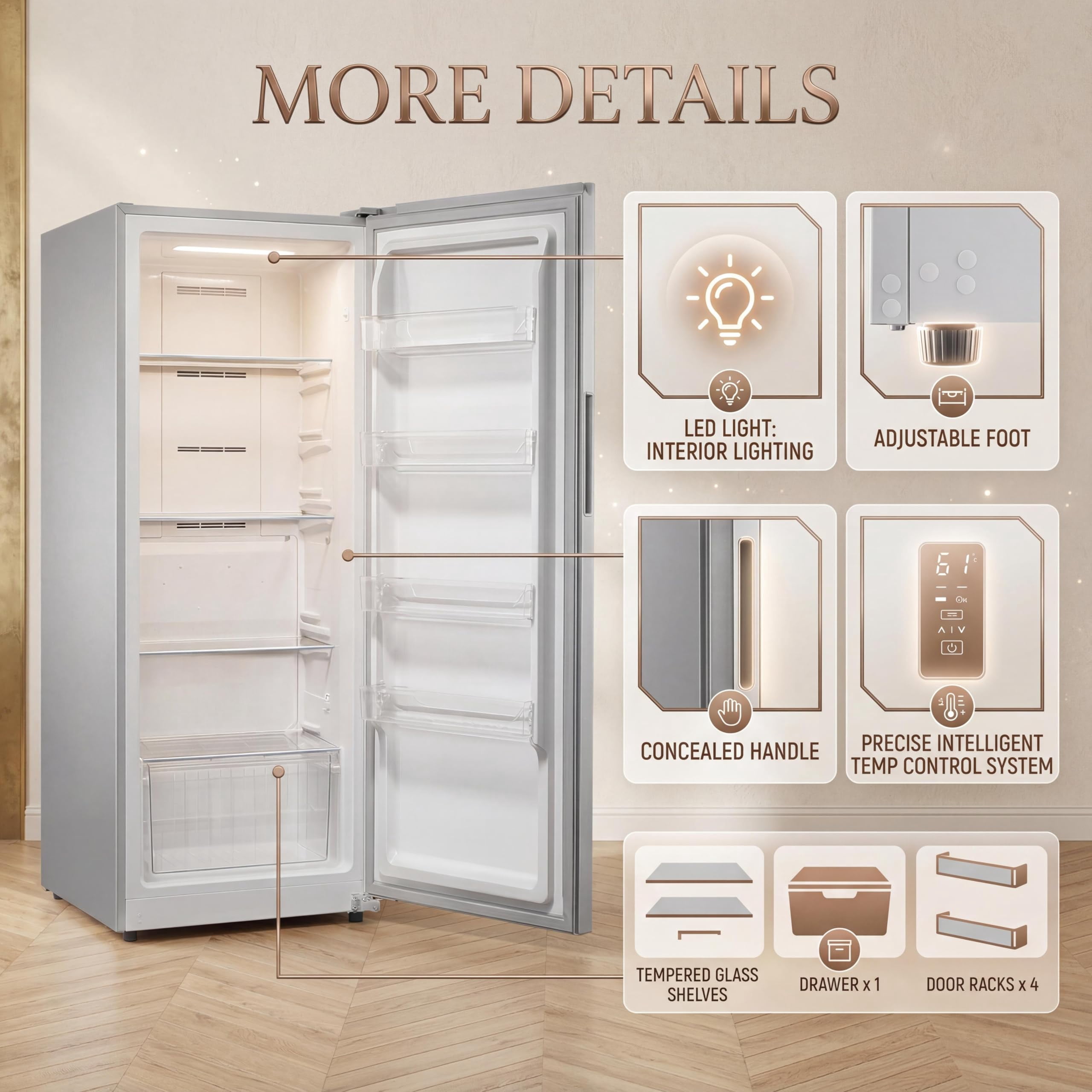 14 Cu.Ft Upright Freezer, Stand Up Freezer with Adjustable Shelves, Mechanical Temperature Control,  rated, Frost Free, Freestanding Deep Freezer for Garage, Kitchen, Home Use