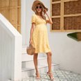 thumbnail image 3 of Womens Shirred Maternity Dresses Short Sleeve Dresses with Ruffe Trim Ruched Flounce Hem Dress, 3 of 4