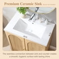 thumbnail image 6 of SinCiDo 30 Inch Bathroom Vanity with Sink, Arched Bathroom Vanity Cabinet with Ceramic Basin, Modern Fluted Bathroom Vanity w/Adjustable Shelf, 6 of 7