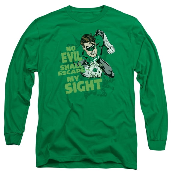 Green Lantern No Evil Long Sleeve Adult 18/1 T-Shirt  Kelly Green