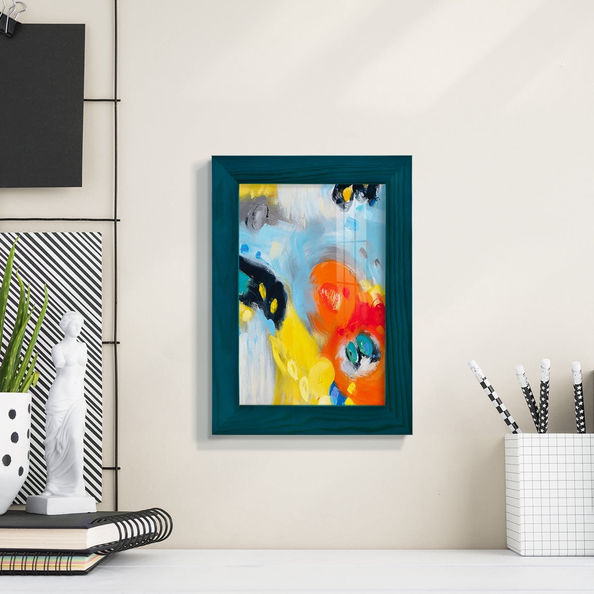 In the Loop II -Framed Print w/glass-Ocean Blue