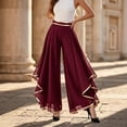 thumbnail image 3 of Womens Wide Leg Pants BWASD Elegant High Waist Chiffon Flowy Palazzo New 2026 Dress Trousers Breathable for Travel Vacation Beach Summer Fashion (Wine L), 3 of 6