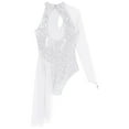 thumbnail image 6 of TiaoBug Womens Sparkly One Shouler Ballet Leotard Mesh Tulle Dress Gymnastic Bodysuit Ballerina Dancewear Silver L, 6 of 6