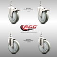 thumbnail image 2 of 5 Inch 316SS Gray Polyurethane ½ Inch Threaded Stem Caster Set 2 Lock Brake SCC, 2 of 2