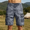 thumbnail image 6 of CIENVNSTG Men's Multi-Pocket Washed Cotton Cargo Shorts, Loose Fit Knee-Length Casual Shorts with Drawstring Hem Blue M, 6 of 8