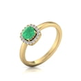 thumbnail image 3 of TimeLe$$ Classics Round and Cushion Cut Natural Emerald Gemstone Ring in 14K Yellow Gold (Size: 4.5), 3 of 6