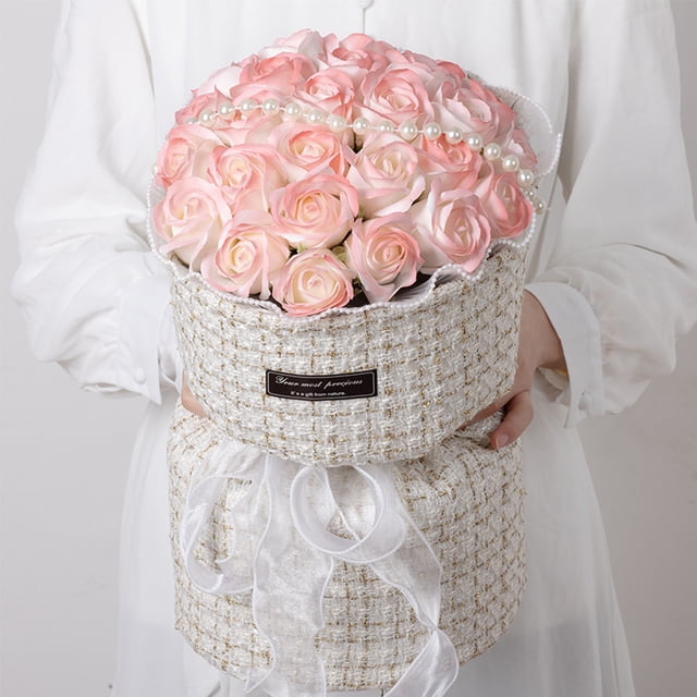 Decoraciones para San Valentín, adornos para San Valentín, regalos para San Valentín, 21 rosas, regalo para San Valentín, tela, jabón pequeño perfumado, ramo de rosas, flor de jabón con luces LED, flo