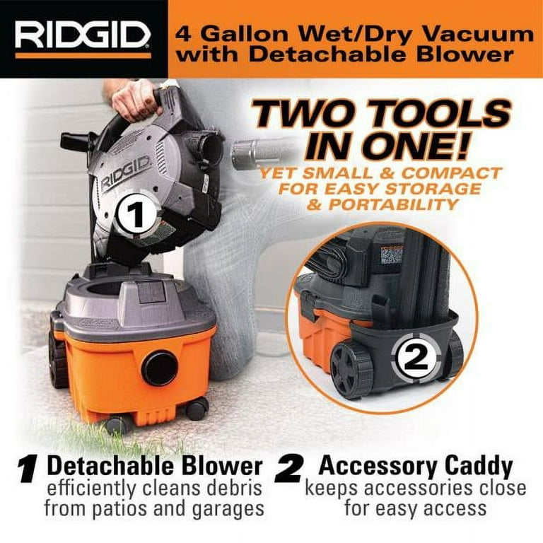 RIDGID WD4080 4 Gallon 6.0 Peak HP Wet/Dry Shop Vacuum with