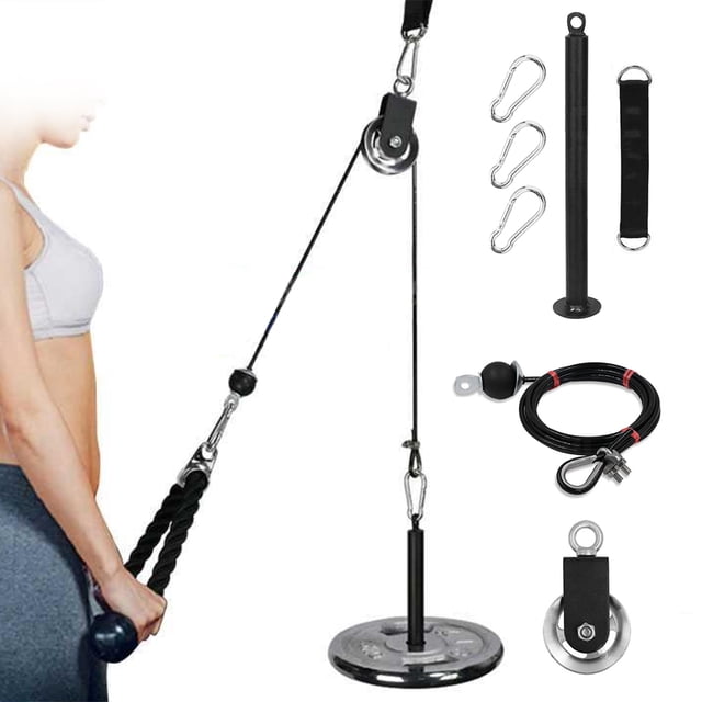 Graflsoa DIY Pulley Rope System with 2.5cm Weight Plate Holder - 3-Piece Set, Black Plastic/Nylon/Aluminum Alloy, 2m Rope, Multiple Types Available
