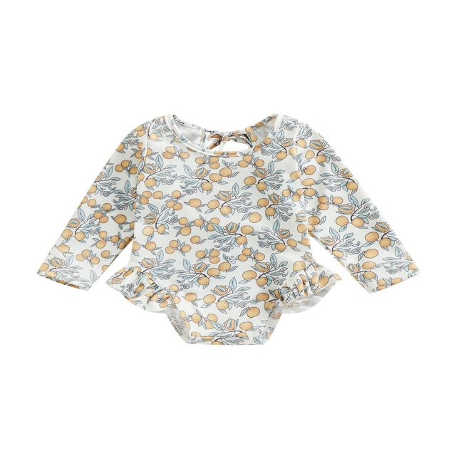 QJUHUNG Kid Baby Girls One Piece Swimsuit Long Sleeve Zipper Swimwear Ruffle Rashguard Bathing Suits Beachwear