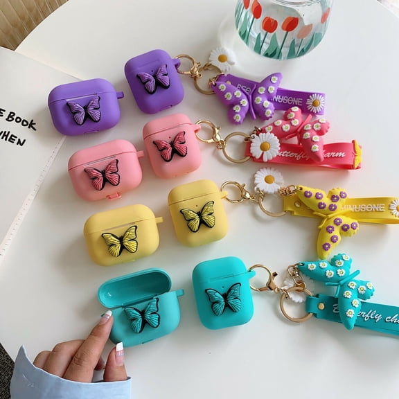3D Cute Bowknot Protective Cover For AirPods 3rd Gen Shockproof Silicone Case Cover With Keychain Pendant