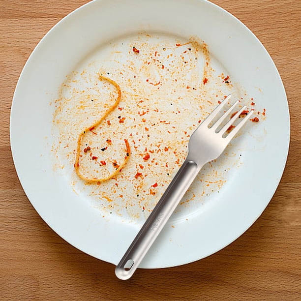 Cuchara tenedor de postre para café con mango largo de acero inoxidable para acampar