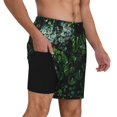 thumbnail image 3 of Picia Lush Foliage Green Plant pattern Mens Swim Trunks with Compression Liner Stretch Beach Shorts Quick Dry with Zipper Pockets No-Chafing Board Shorts-XX-Large, 3 of 9