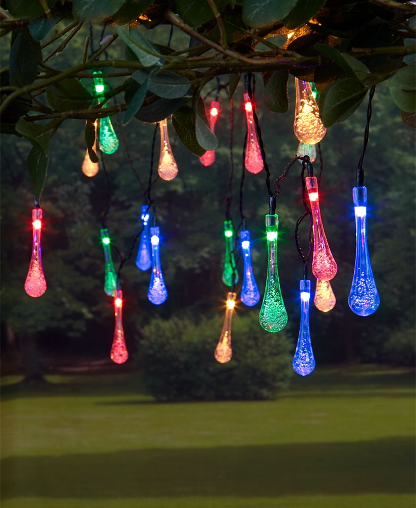 20-Count Solar Raindrop String Lights-Multicolored - Walmart.com