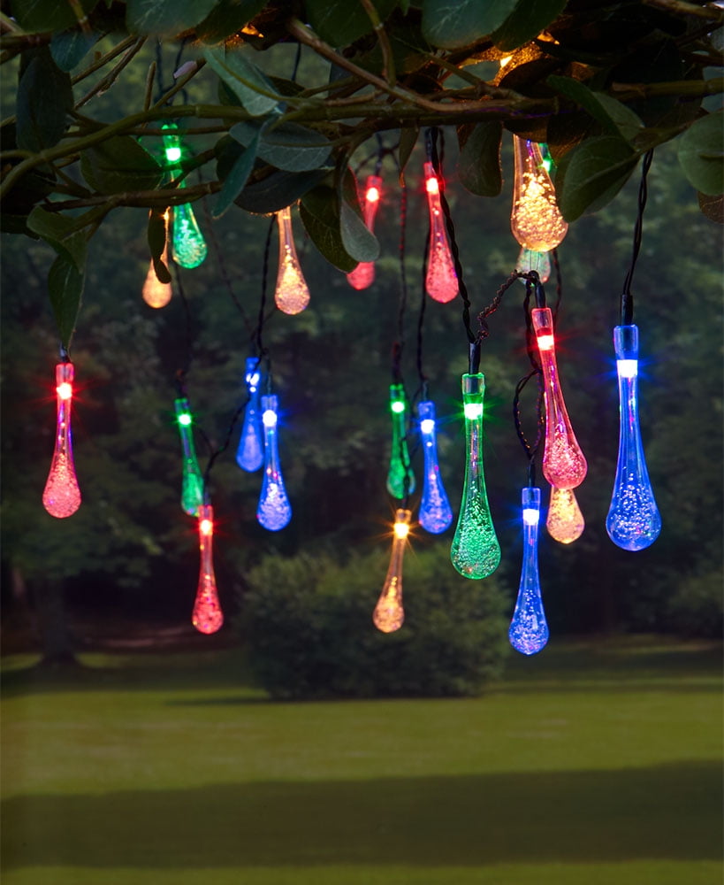 20Count Solar Raindrop String LightsMulticolored