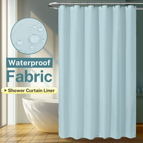 Mrs Awesome Waterproof Fabric Shower Curtain Liner Microfiber with 3 Magnets, Blue -72"x72"