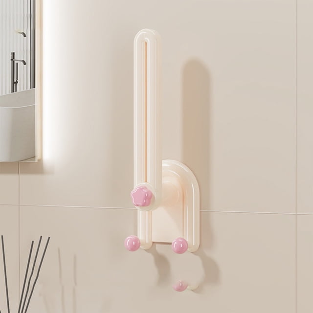 Uklsqma Bathroom Headband Hair Rope Storage Rack Wwl240417002 | Wall Mounted Plastic Hooks Adjustable Angle | Beige Pink Yellow | Headband Holder Hair Clips Rubber Bands Organizer for Bathroom Vanit