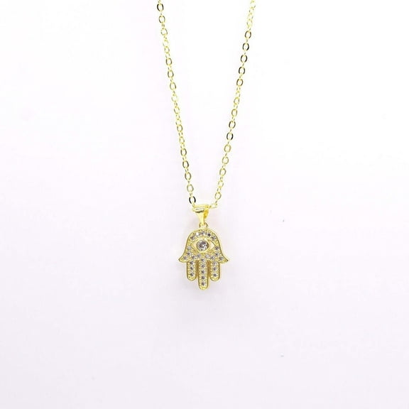 JoeytheJewelryNY 18k Layered Real Gold Filled hamsa hand pendant charm with necklace chain 18 inches #18