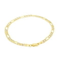 thumbnail image 4 of Nuragold 14k Real Yellow Gold Solid Figaro Link 5mm Diamond Cut Pave Chain Bracelet (7"-9") Two Tone Italian Jewelry for Men & Women, 4 of 9