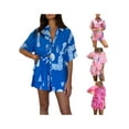 thumbnail image 4 of Yunliwuli Women Summer Pajama Set Cute Short Sleeves Button Shirt and Elastic Shorts for 2 Piece Loungewear Soft Sleepwear, 4 of 10