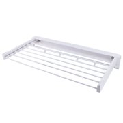 Foldable Clothes Drying Rack, Wall Mounted Collapsible Clothes Hanger with 4 Hooks for Laundry Room and Bathroom White ABS