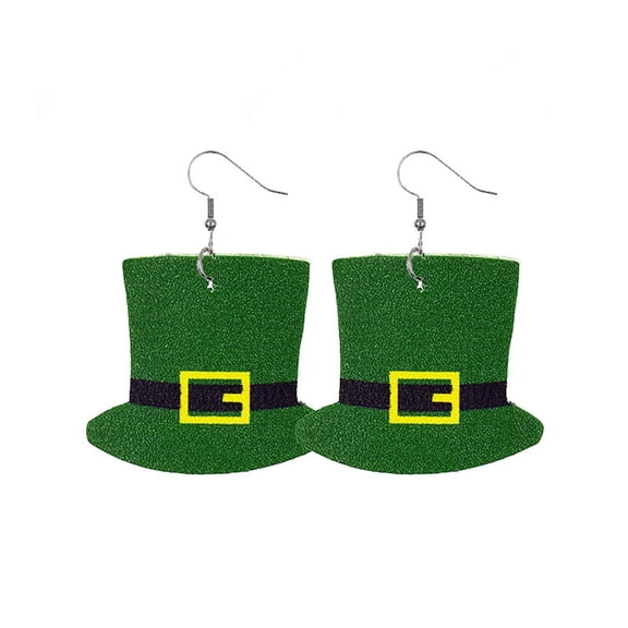 wznxdo St. Patrick's Day Earrings Irish Geometric Green Beard Green Hat Carnival Earrings