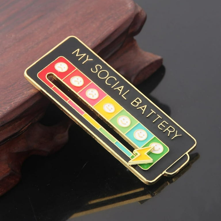 Social Battery Pin,My Social Battery Creative Lapel Pin, Fun Enamel  Emotional Pin 7 Days A Week 