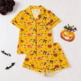 thumbnail image 2 of TGPMGRZ Womens Halloween Pjs Satin Notch Collar Tops Relaxed Fit Shorts Halloween Festival Pajamas, 2 of 9