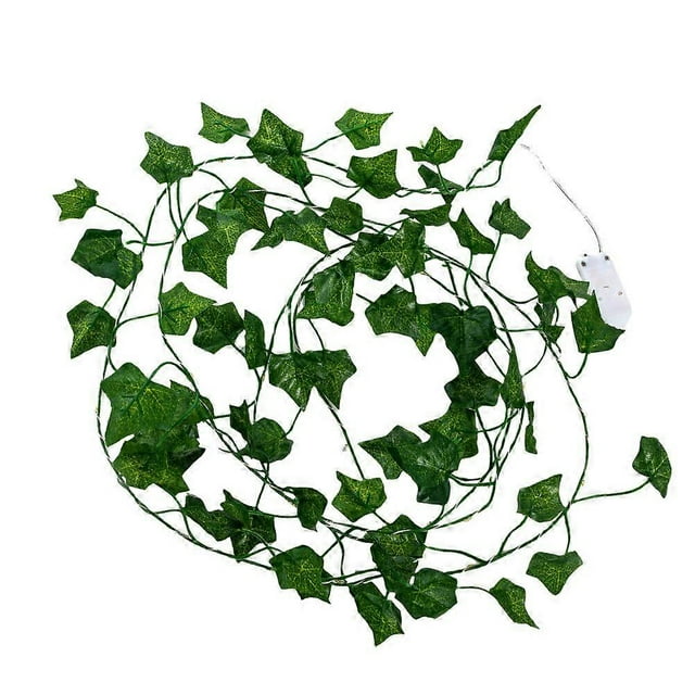 LED Decorative String Light with Green Plastic Leaves for Home Party Wedding Decoration 3 AA Batteries Not Included