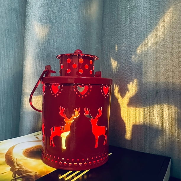 Fiudx Farol Navideño con Diseño de Vela Led, Decoración de Jaula de Pájaros de Metal, Ideal para Decorar El Hogar, Ideal para Exhibir Sobre La Mesa, Regalo Navideño, Incluye Pilas de Botón, Luz de No