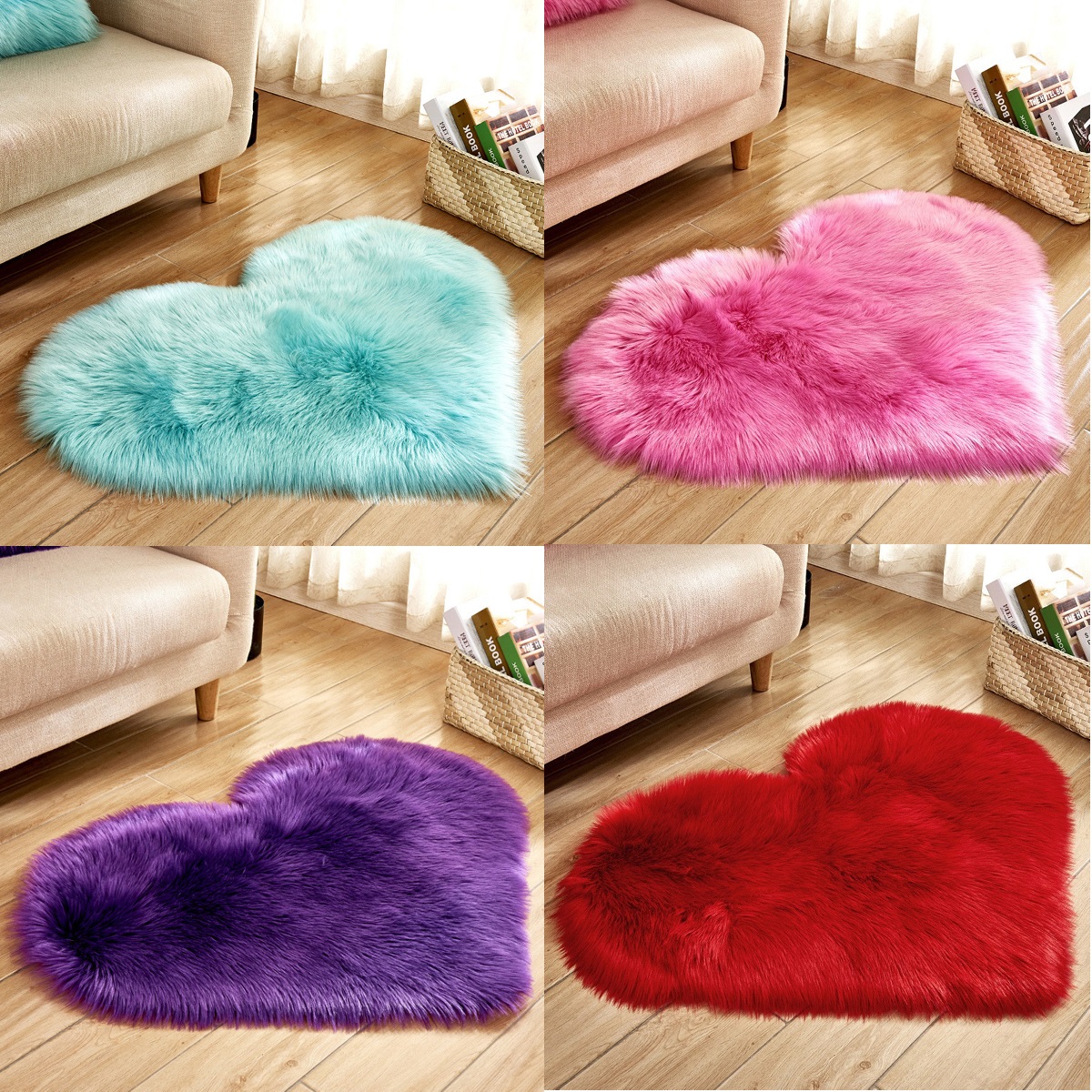 44x36inch Soft Heart Shaped Area Rug for Bedroom, Love Rug for Nursery