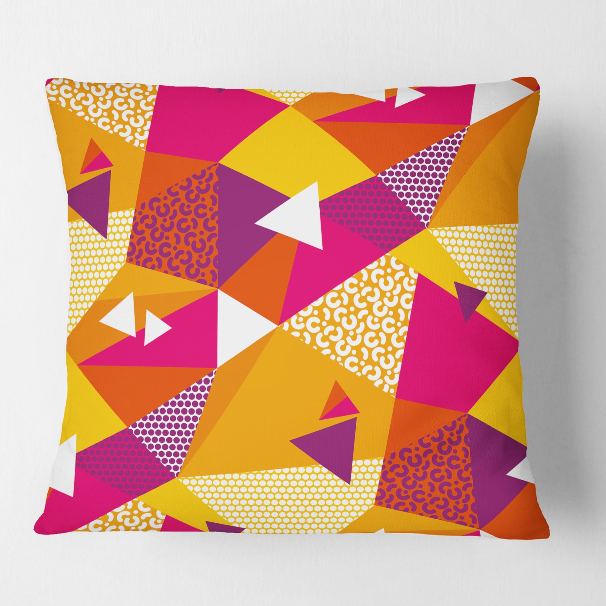 Designart Abstract Geometric Retro III' Mid-Century Modern Throw Pillow - 16x16