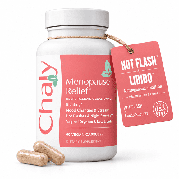 Chaly Menopause Supplement Saffron and Ashwagandha KSM-66 Hot Flashes Mood Libido Support 60 Count