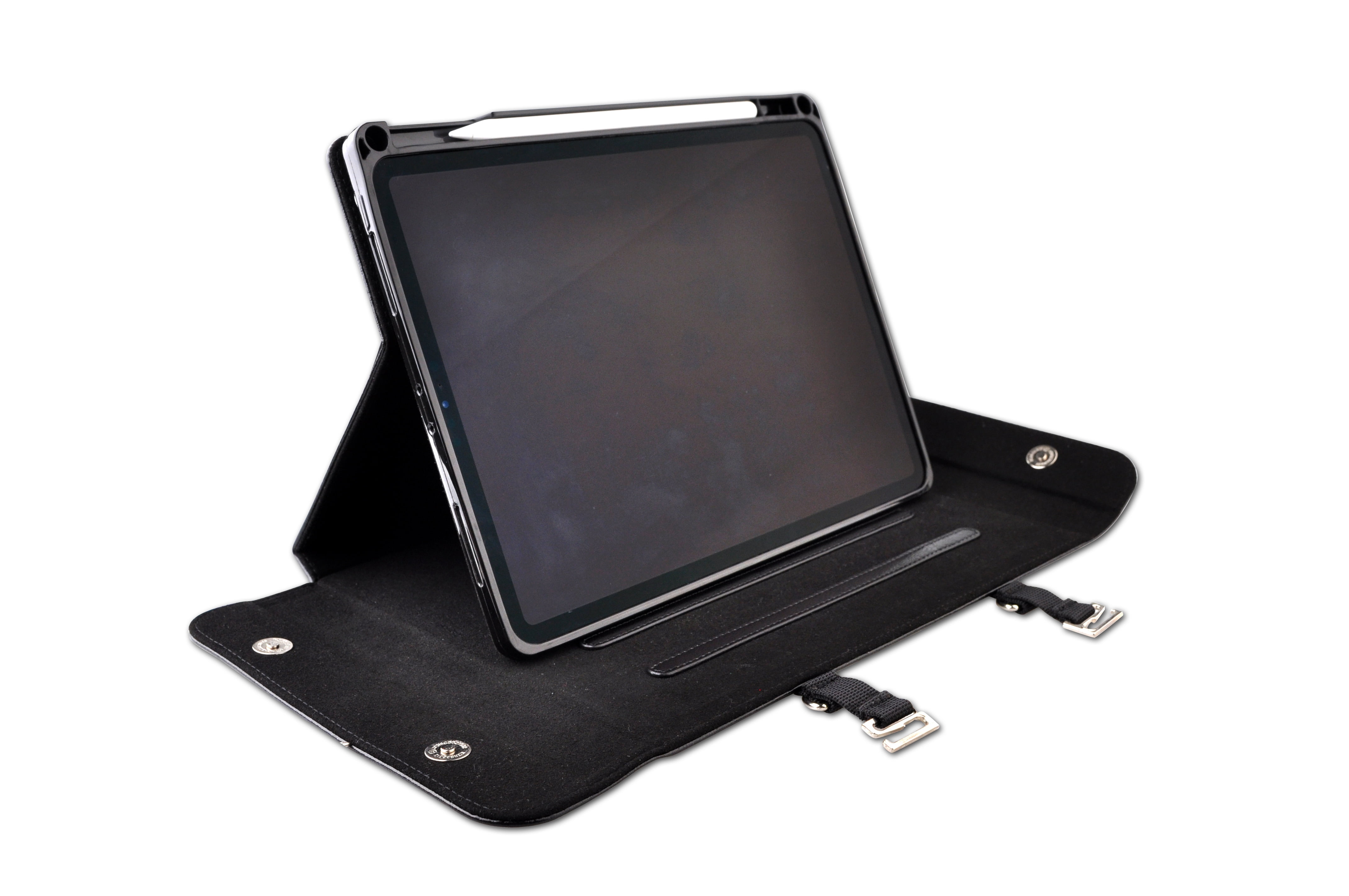 Thankscase Genuine Leather Case for Apple iPad Pro 11 inch 2018 with Shoulder Strap, Handmade Case with Retractable Pocket for Accessories, Detachable TPU Cover with Apple Pencil Holder-Black
