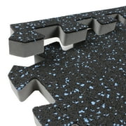 FlooringInc 3/4 Thick Soft Rubber Interlocking Gym Flooring Tiles, 2'x2', 6 Tiles, 24 sqft, Blue