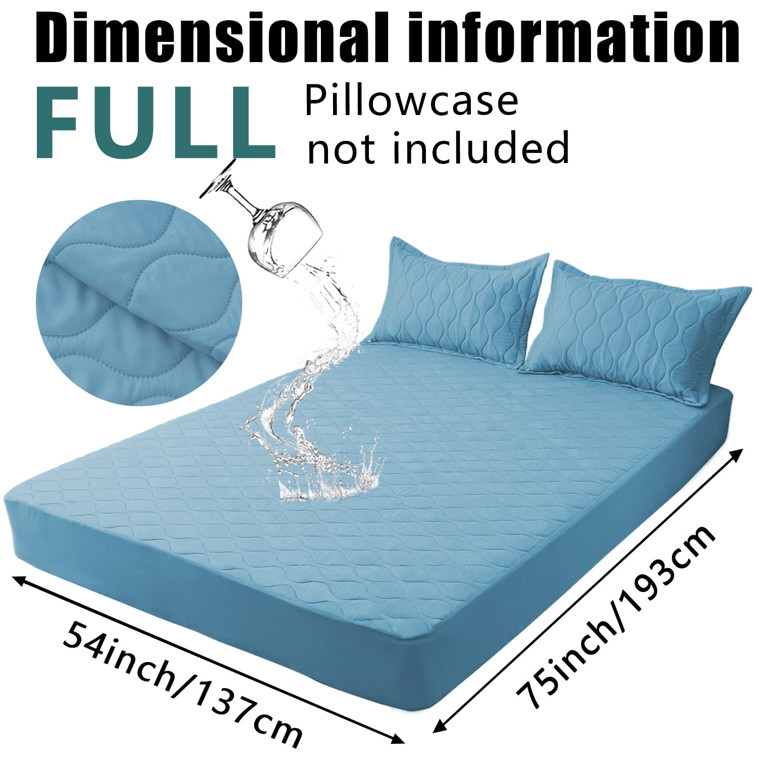 Waterproof Mattress Protector, Noiseless Full Size Mattress Pad with Deep Pocket Fitted Up to 11",Breathable Fitted Sheet Quilted Mattress Pad Cover (Black,Full)