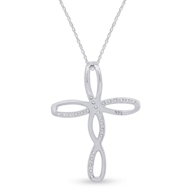 White Cubic Zirconia Infinity Cross Pendant Necklace in 14k White Gold Over  Sterling Silver