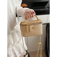 thumbnail image 4 of Women's Gold Woven Mini Top Handle Crossbody Bag with Chain Strap, 4 of 9