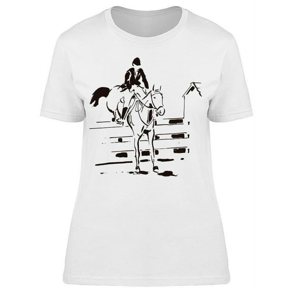 Horse Rider Jumping A Fence T-Shirt Women -Image by Shutterstock, Female 3X-Large