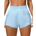 thumbnail image 3 of Running Shorts for Women,Quick Dry Athletic Sports Shorts Workout Gym Shorts with Zip Pocket Light Blue S, 3 of 7