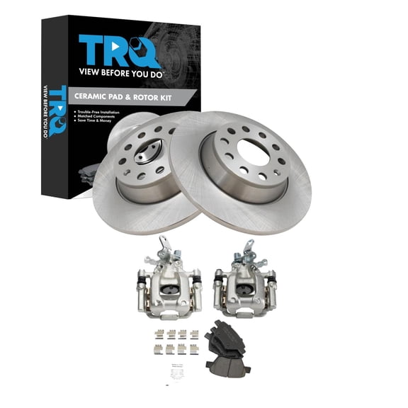 TRQ Rear Brake Pad & Rotor Kit Ceramic Fits 2010 Volkswagen Jetta