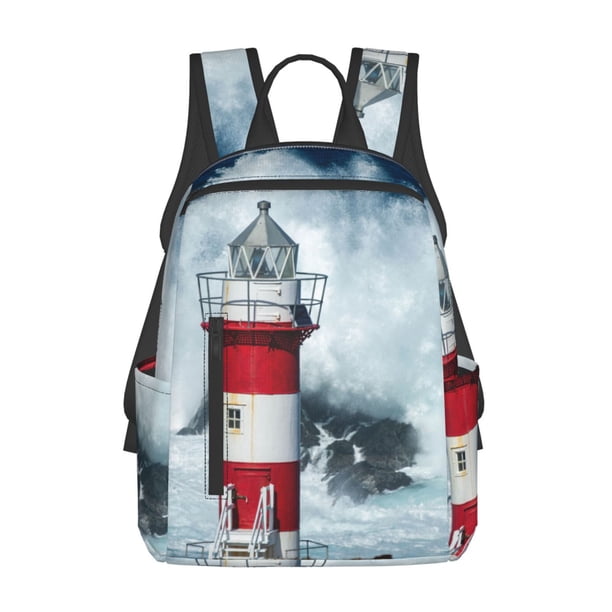 Balery Circular Lighthouse Mochila ligera para hombre y mujer: duradera e impermeable, ideal para la escuela, el trabajo, viajes y uso diario.
