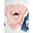 thumbnail image 4 of Camiseta con estampado de dibujos animados para mujer, ropa de manga corta de Navidad, moda de Año Nuevo, camisetas gráficas básicas, 4 of 5